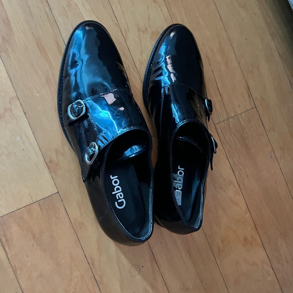Patent leather monk strap shoes 7.5 Womens Gabor